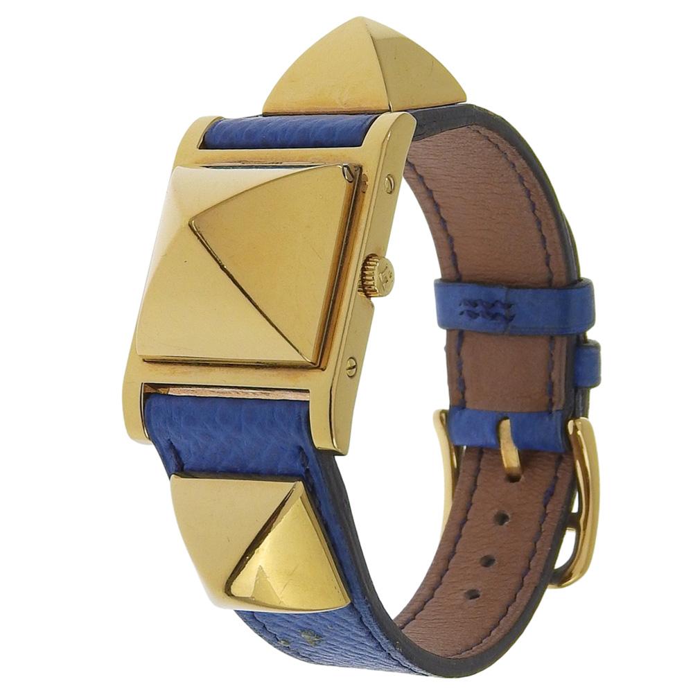 HERMES Medor Watches WhiteDial Plated Gold/leather Quartz Analog display Women Used