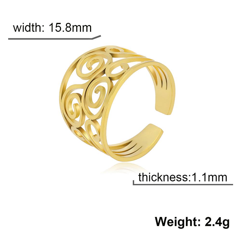 Vintage Filigree Flower Ring Women Open Adjustable Stainless Steel Aesthetic Rings Jewelry Wedding Engagement Gift