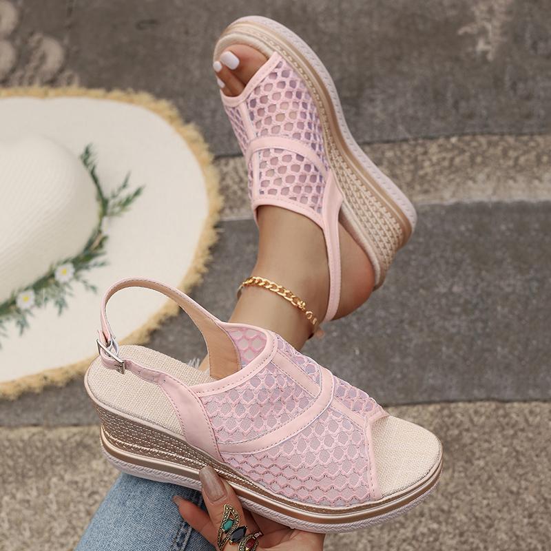 Fashion 2025 New Hollow Out Wedge Heel Sandals Women Summer Peep Toe Platform Sandles Woman Back Strap Thick Sole Rome Shoes Female 43