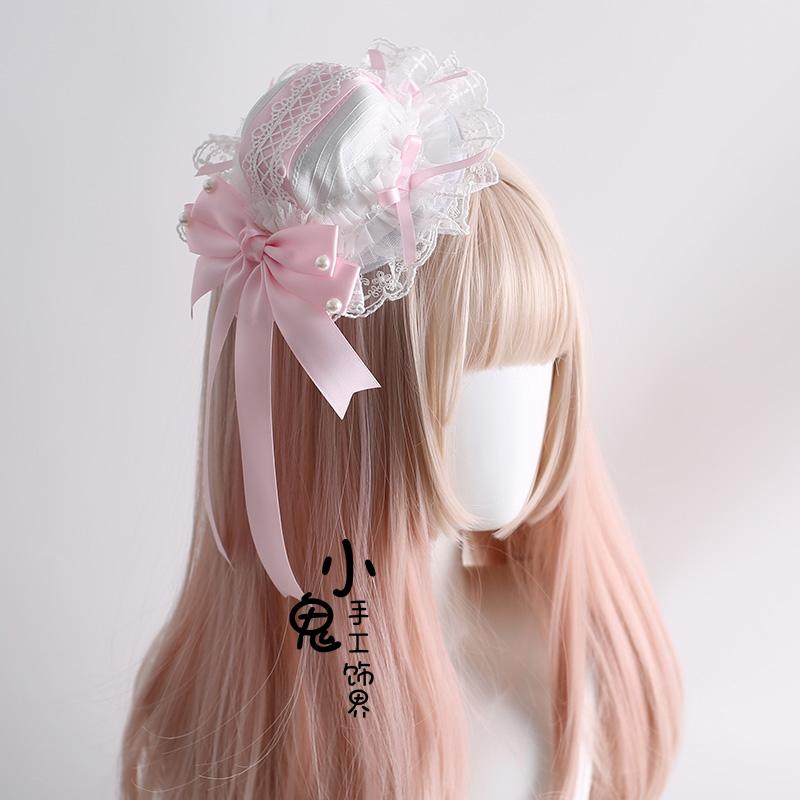 Original Pink White Sakura Style Lolita Headband Top Hat Girls Wear Fashion Accessories Headband Hair Accessories for Women