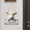 Sheep Welcome Door Sign Farmhouse Rustic Front Door Lamb Hanging Sign Indoor Outdoor Animal Hanger