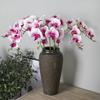 HinyoCo 5 Pcs Artificial Orchid Flowers and 2 Bundles Leaves,Artificial Phalaenopsis Flowers 32 Inch Stem Plants for Home Wedding Decoration (White