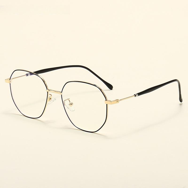 New Simple Polygonal Anti-blue Glasses Frame, Students Can Be Equipped with Degree Myopia Glasses, Plain Metal Flat Glasses