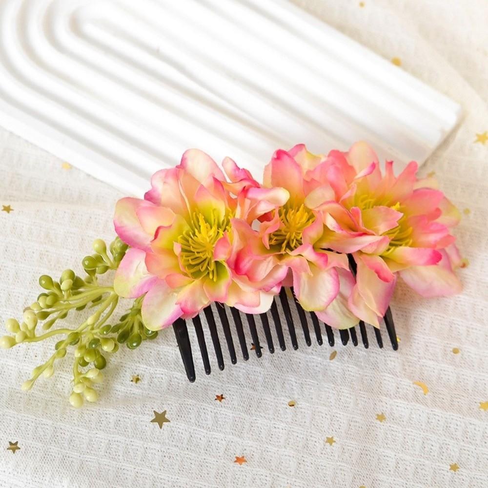 Simulated Flower Bridal Hairpin Cloth Hair Accessories Temperament Thai Hair Comb  Wedding