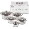 Le Creuset Set De Cuisine 5 Pièces En Acier Inoxydable, 3 Cocottes ( 18/20/24 Cm), 1 Cocotte Basse ( 26 Cm), 1 Casserole ( 28 Cm),