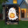 1pc Halloween Cute Ghost with Pumpkin Garden Ag, Duplex Print, Perfect for Patio and Outdoor Holiday Decoration (Pole Not Incl
