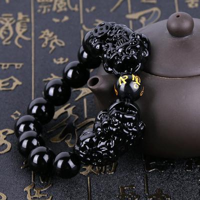 Geschenk Doppel Pi Xiu Obsidian Herz Sutra Paar Armband für Mann und Frau, zieht Reichtum an, Glücksbringer Schmuck