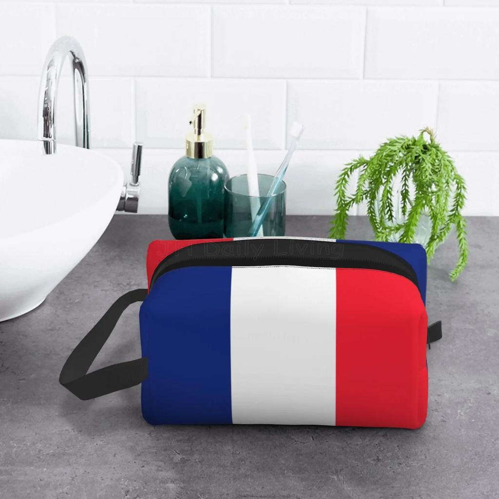 French Flag Travel Toiletry Bag Makeup Cosmetic Bags Pouch Large Accessories for Women Men Girls Gifts Waterproof Zipper