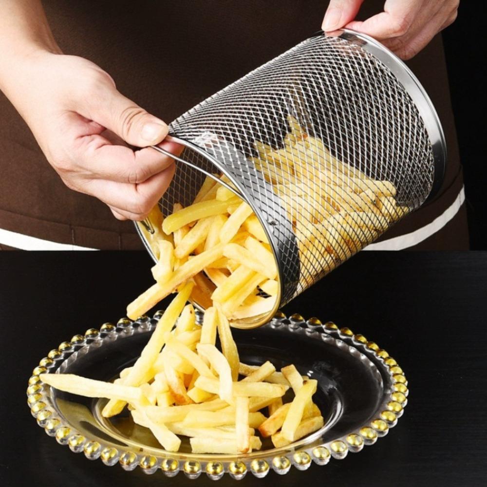 Stainless Steel 2L Deep Fryer Pot with Basket and Oil Strainer, 304 Stainless Steel Deep Frying Pot for French Fries, Chicken