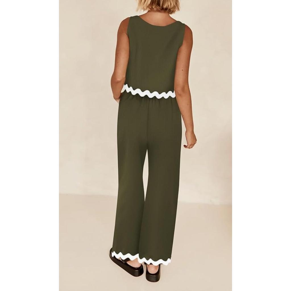 Women's Set Summer Casual Solid Color Sleeveless Round Neck Vest Trousers