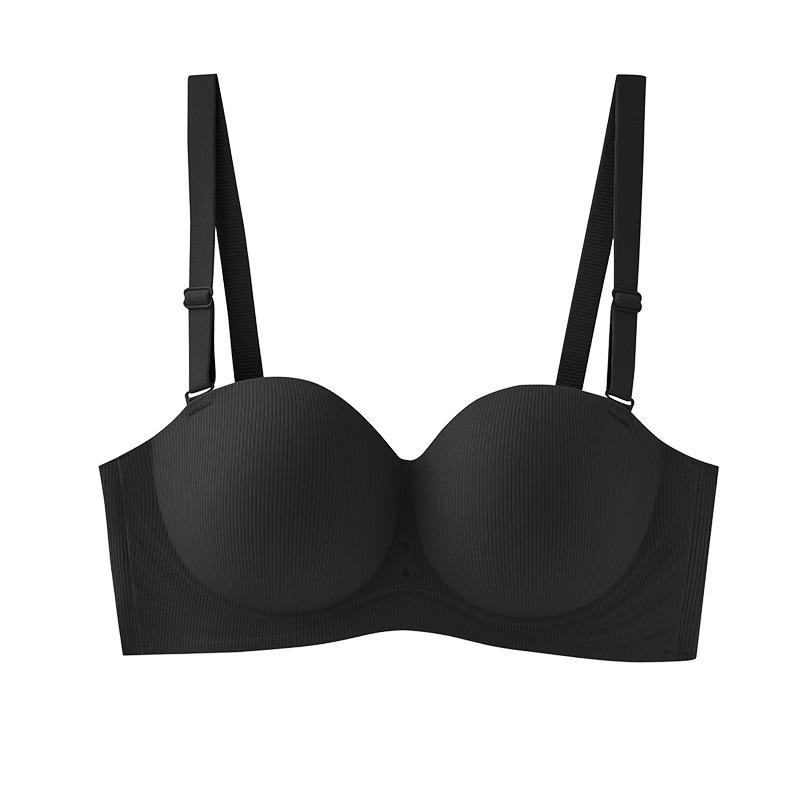 

Летнее бесшовное полосатое нижнее белье, легкое и маленькое собирающее грудь, удобное, без косточек, мягкий бюстгальтер XL=38-85AB чёрный