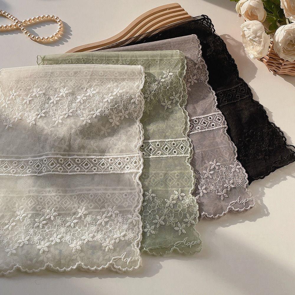 Embroidered Flower Sunscreen Shawl Breathable Mesh Female Headscarf Retro Lace Scarf  Women