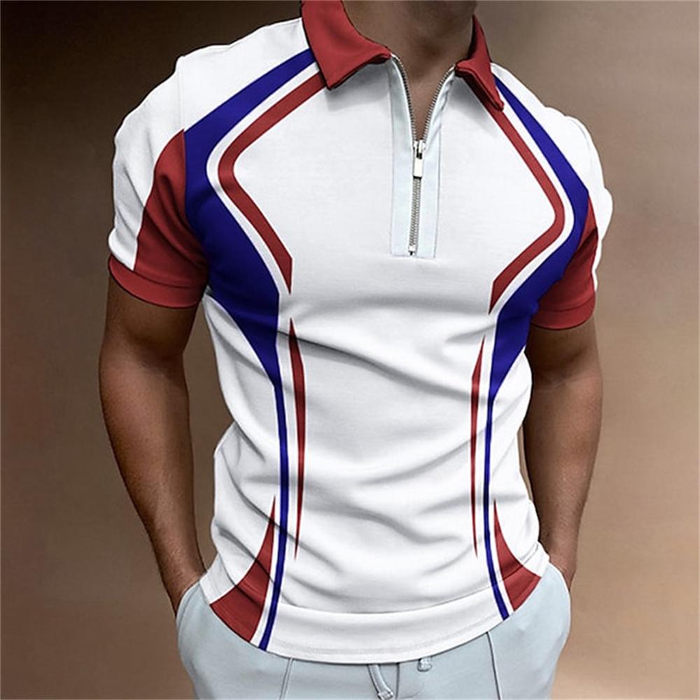 Men's striped polo shirt, short sleeved T-shirt, men's breathable top, business collar streetwear, high-quality luxury brand