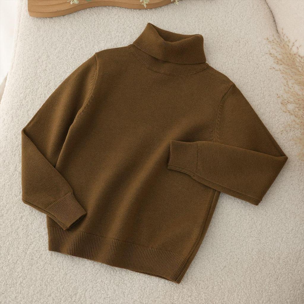 2025 Kinder Wollrollkragenpullover - Jungen Koreanischer Stil Einfarbiger Pullover Strickware