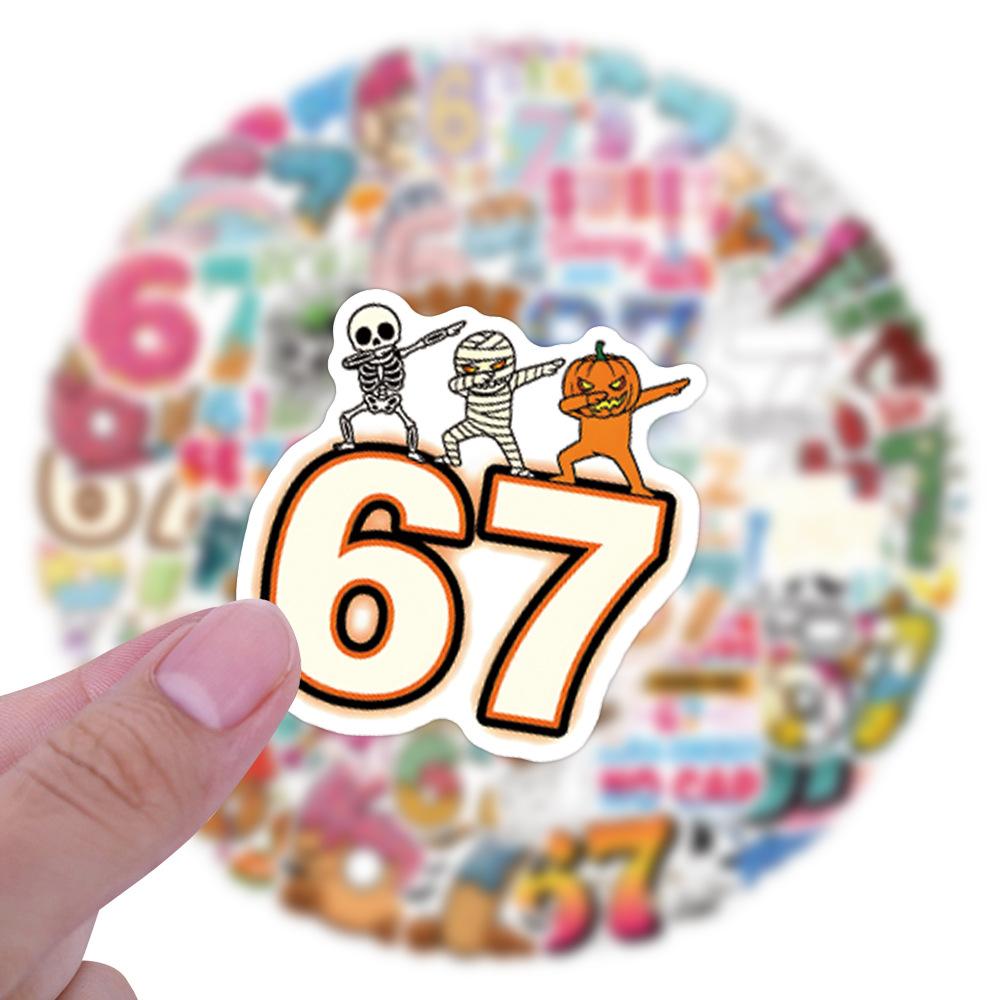 10/50/55pcs Cartoon Six Seven Stickers Humorous 67 Graffiti Stickers Designed for DIY Scrapbooking Phone Luggage Cup Water Resistant Decals