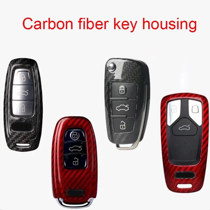 Breloczek do kluczy samochodowych A3 8p 8l A4 B6 B7 A1 A6 C5 C6 C7 C8 4f A7 S3 8v A5 B9 Tt Mk2 Q7 RS Q5 Q8 Pokrowiec Obudowa z włókna węglowego na kluczyk samochodowy