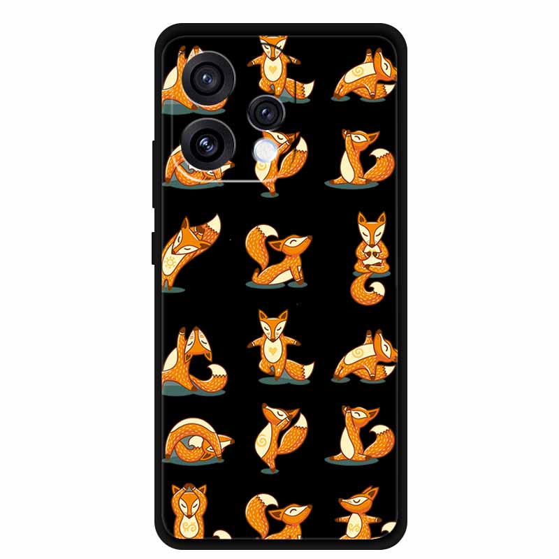 For Oppo Reno15 5G Case Flower Black Silicone Soft Protective Back Covers For Oppo Reno 15C 2025 Phone Case Coque Cartoon Shells