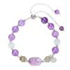 Amethyst Crystal Beaded Bracelet with Lucky Abacus Charm - Elegant DIY Handmade Jewelry for Women