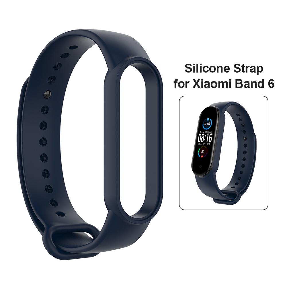 

MY# Silicone Smart Watch Strap Wrist Band for Mi Band 6/6 NFC/5 (Dark Blue)