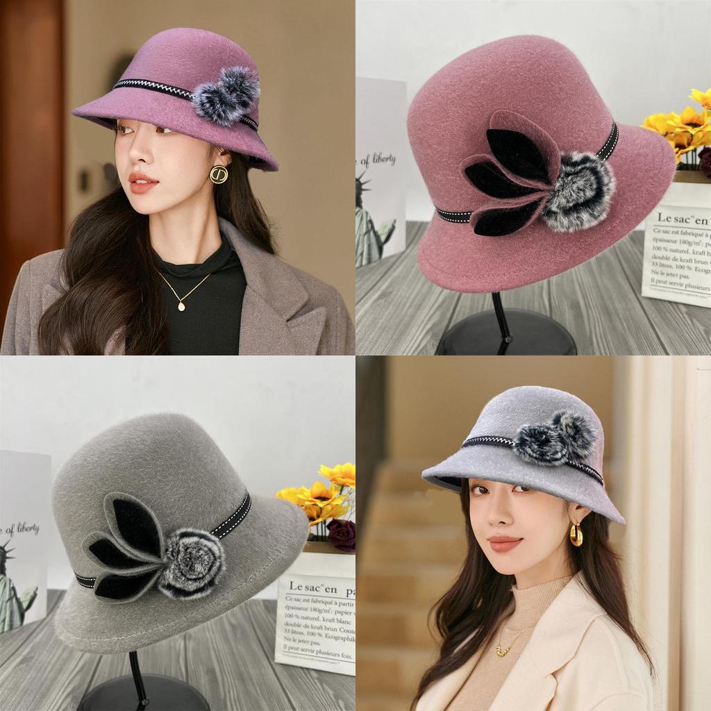Womens Autumn Winter Wool Fedora Hat With Adjustable Fit For Casual Wear