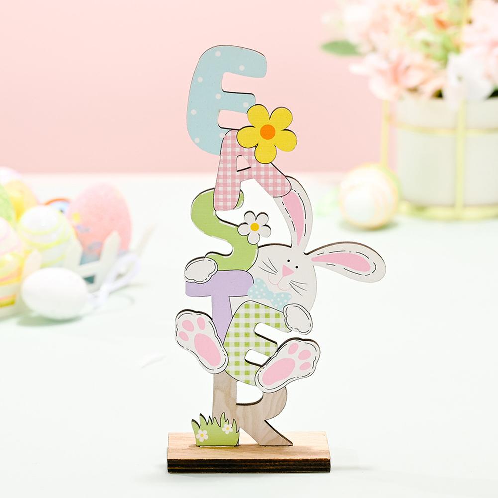 Colorful Wooden Easter  Ornaments Multiple Easter Elements Letter Plate Decorations For Home Office Party Workplace Exquisite Gifts