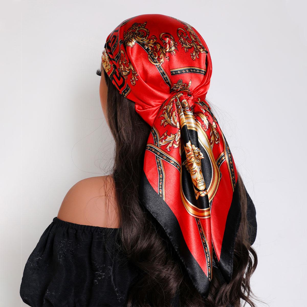 Роскошный женский шарф Летняя мода Принт Солнцезащитная шаль Пляжная накидка Головной платок Аксессуары Косынка для женщин 90 см