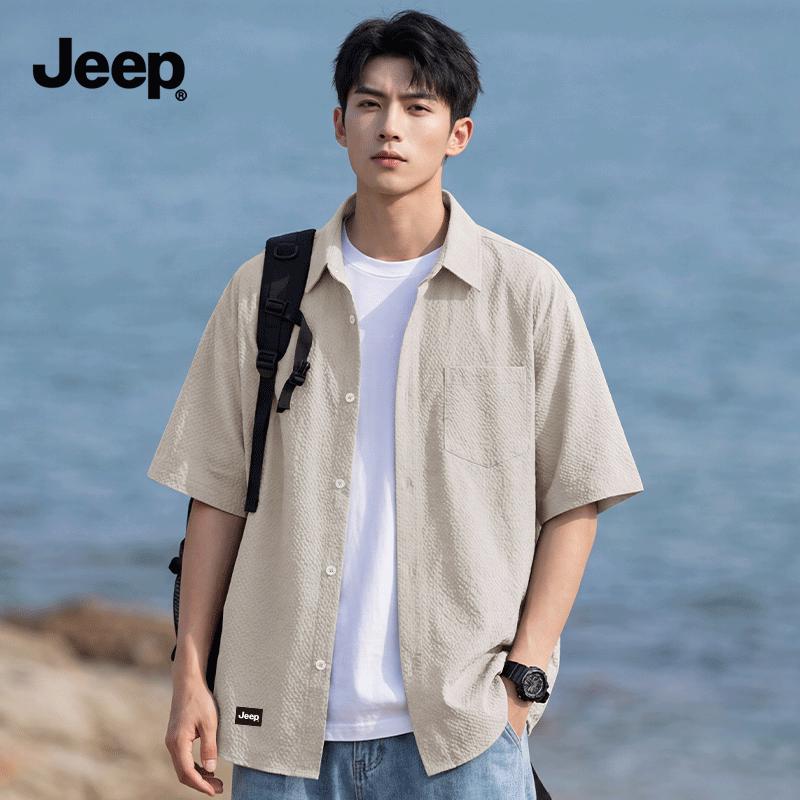 JEEP Men s Three-Proof Short-Sleeve Breathable Shirt M