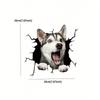 1pc Doodle Style Car Sticker with Cracks & Husky Dog Design