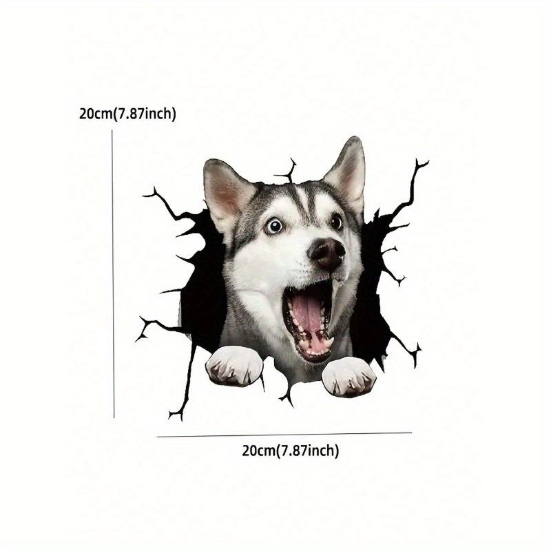 1pc Doodle Style Car Sticker with Cracks & Husky Dog Design