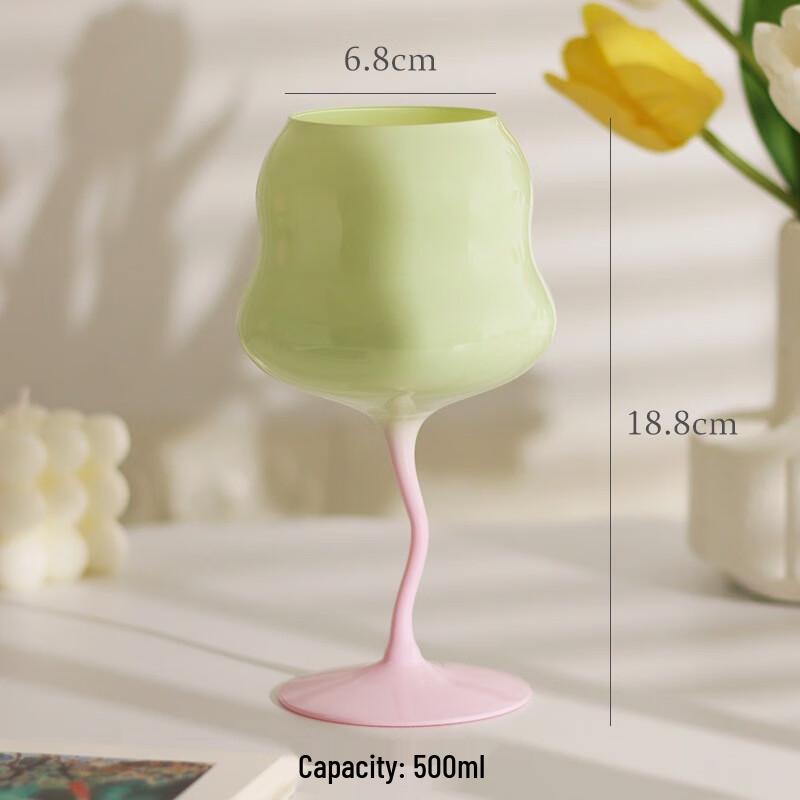 Macaron Candy Color-block Twisted Glass Wine Goblet