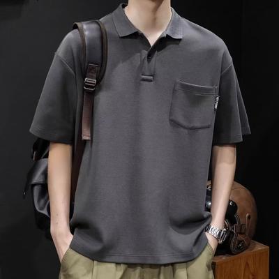 Moda Taglie Forti Sensazione Premium Traspirante Morbido Qualità Traspirante Uomo Larga Polo Resistente alle Pieghe Casual Sportiva Manica Corta Camicia Collo