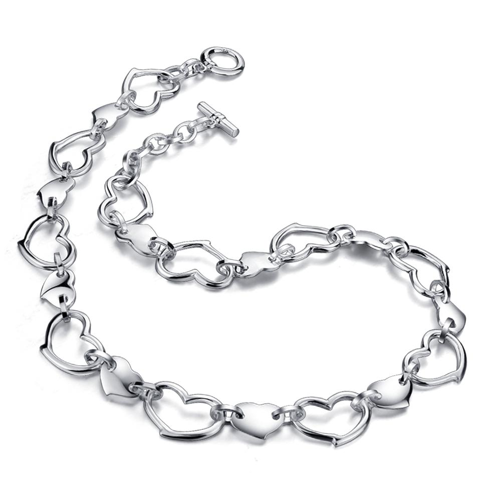 New Fashion 100% 925 Sterling Silve Heart  Pendant  Necklace Women Choker Bohemian Wedding Party Jewelry Gift