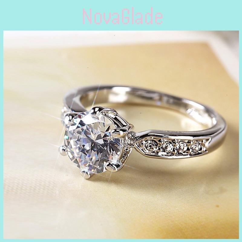 Elegant Womens Geometric White Copper Ring With Faux Diamond For Weddings And Engagements
