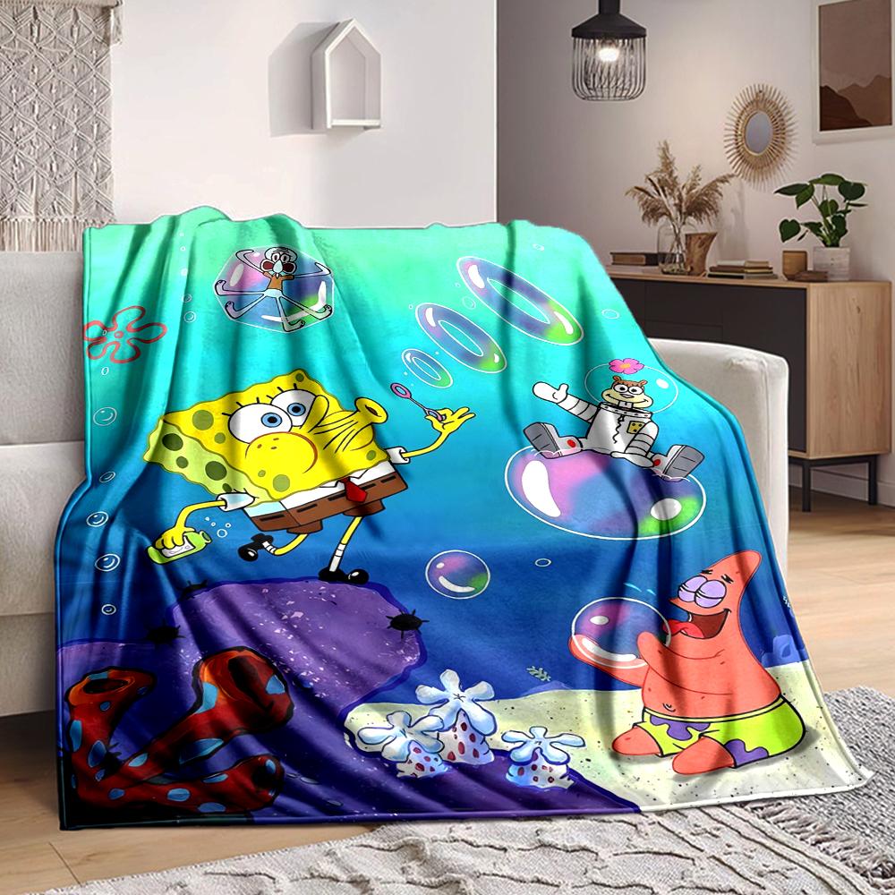 1Pc Spongebob Friends Adventure Blanket Soft And Comfortable Casual Warm Camping Travel Christmas Halloween Xmas Gift M92844