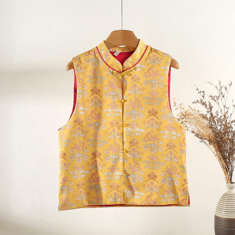 

Жилет женский пожилой парчовый жилет 2025 новый верхний жилет жилет XXXL [Recommended 138-75kg] жёлтый