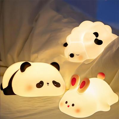 Niedliches LED-Nachtlicht Panda Schaf Berührungssensor Cartoon Kinder-Nachtlichter Silikon Kind Weihnachtsgeschenk Nachttischlampe Schlafzimmerdeko
