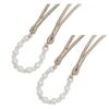 2Pcs Curtain Tiebacks with Pearls, Handmade Decorative Curtain Holdbacks Rope, Outdoor Farmhouse Tie Backs for Curtains, Curtain Holders for Drapes