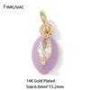 14K Gold Plated Brass Zircon Oval Shape Charms Pendant For Necklaces Accessories,Charms For Jewelry,DIY Jewelry Making Supplies