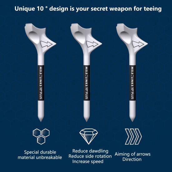 10Pcs Golf Tees Wear Resistant Portable Oblique Insertion Decrease Friction Professional Increase Distance Compact 10 Degrees Golf Ball