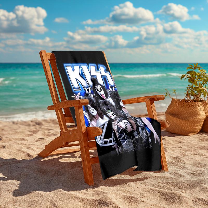 1Pc Kiss Band Rock Legends Beach Towel Quick Dry Multiuse For Beach Pool Gym Yoga Home Travel Christmas Halloween Xmas Gift L15