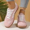 Pink White Mix Casual Flats Woman Korean Lace Up Platform Sneakers Women Plus Size 42 Low Heel Running Sports Shoes Female