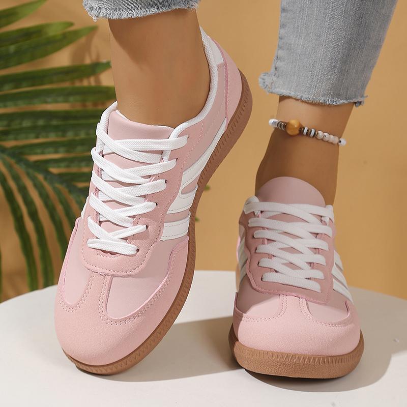 Pink White Mix Casual Flats Woman Korean Lace Up Platform Sneakers Women Plus Size 42 Low Heel Running Sports Shoes Female