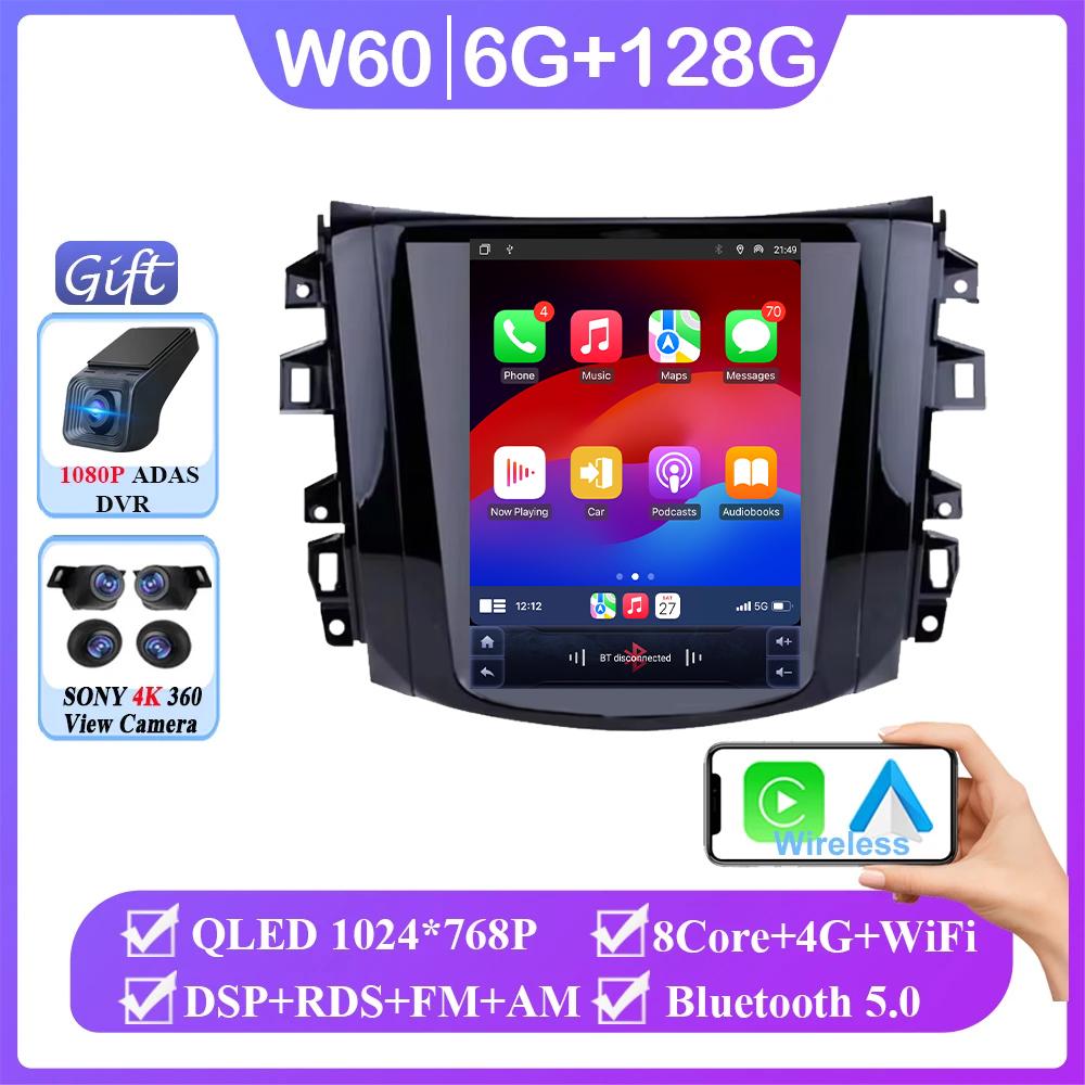9.7 Inch Android 14 For Nissan Navara Terra Frontier NP300 2018 -2020 Tesla Style Screen Carplay Multimedia Auto Radio Stereo