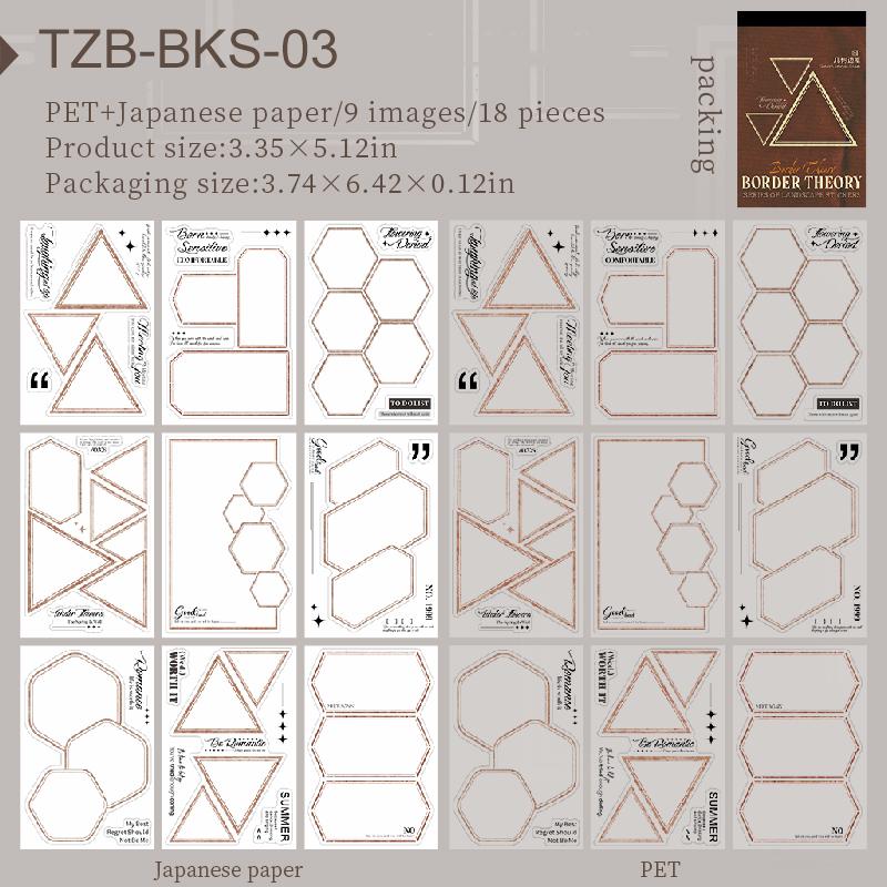 JIANWU Border Theory Series Vintage Geometric Frame Landscape Material Collage Sticker Book Creative DIY Journal Stationery