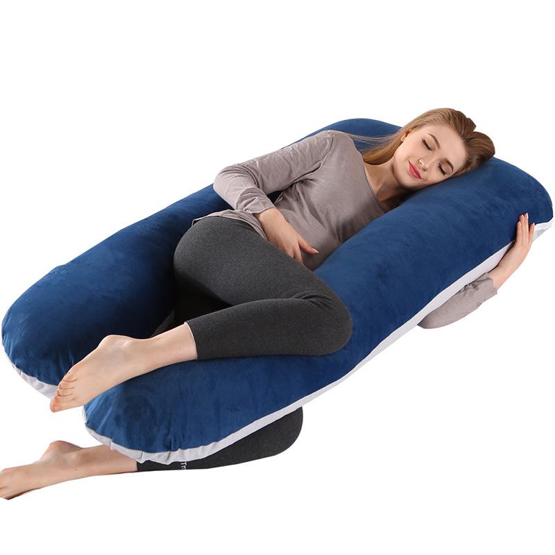 Crystal Velvet U-Shaped Pregnancy Pillow for Abdominal, Waist, and Leg Support