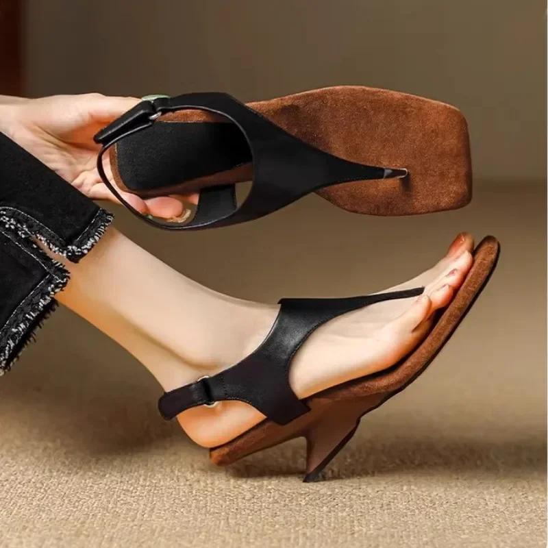 Women's New Sweet Casual Women's Shoes 2025 Summer Wedge High Heels Open Toe Beach Banquet Party Luxury Women's Flip Flops