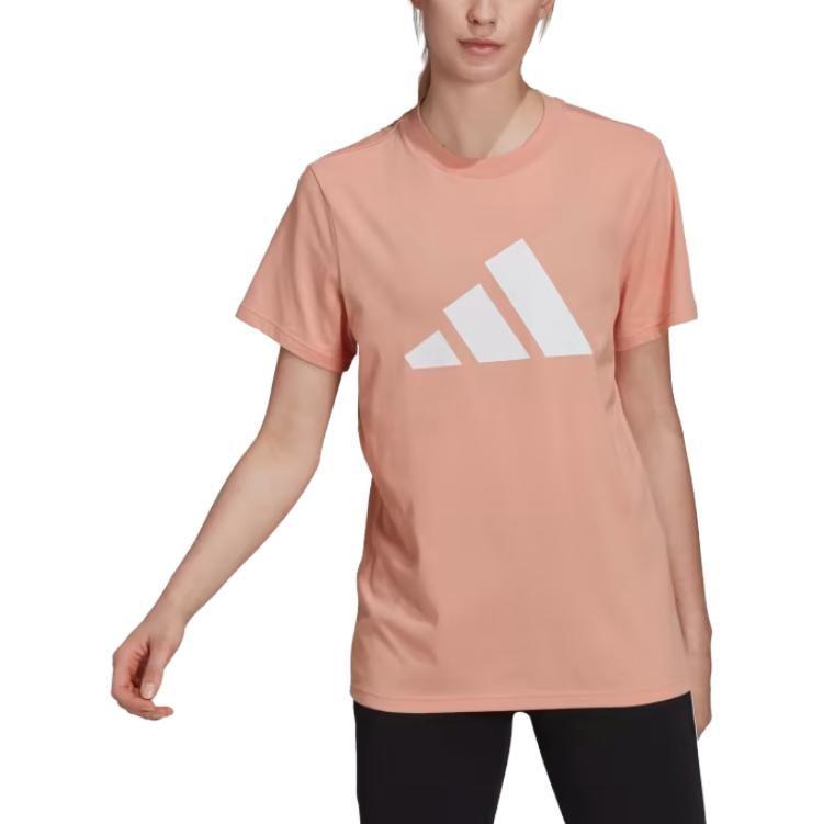 adidas Future Icons T Shirts Women's Pink Crew Neck Moderate Straight Fit H24101
