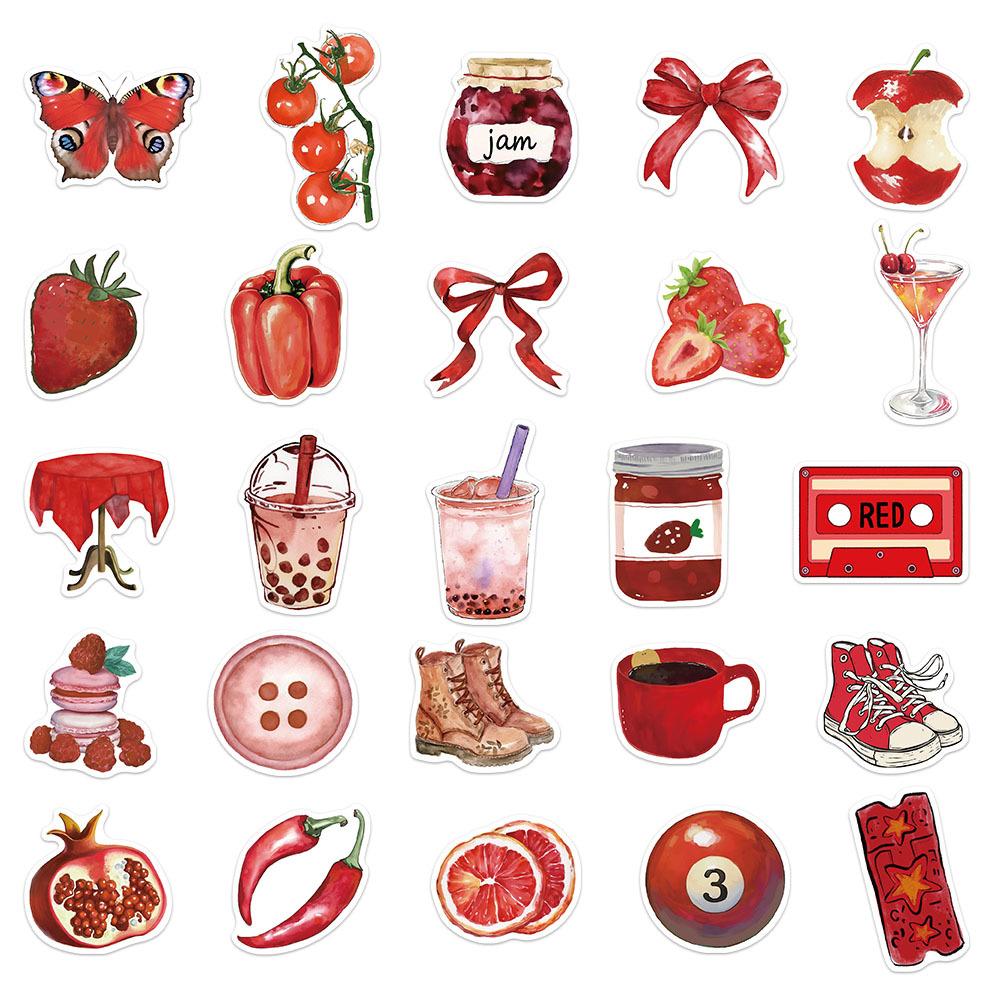10/30/50pcs Cherry Red Ins Style Cartoon Stickers Downtown Y2K Girl Graffiti Sticker Guitar Water Bottle Phone Decals Decoration
