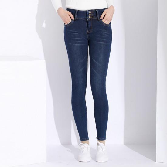 Jeans da donna con vita alta in velluto elasticizzato mamma jeans vintage caldi denim a vita alta taglie forti da donna