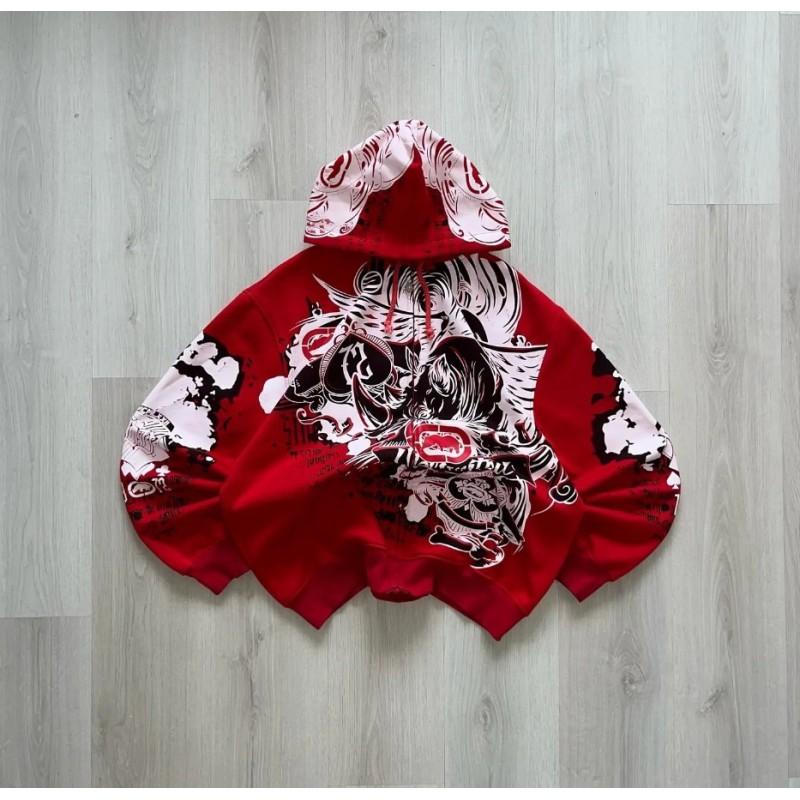 Y2K Skeleton Zip Hoodie 90s Retro Print Loose Fit Streetwear Unisex